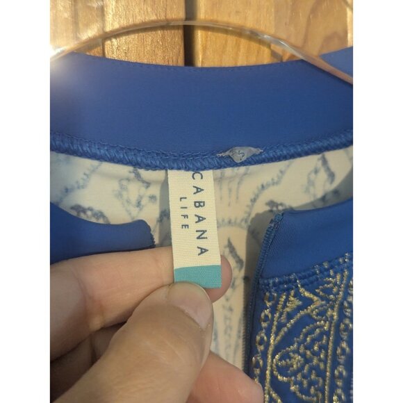 Cabana Life Girls Rash Guard Size 10 Swim Shirt Blue Embroidered Long Sleeve - Picture 3 of 15
